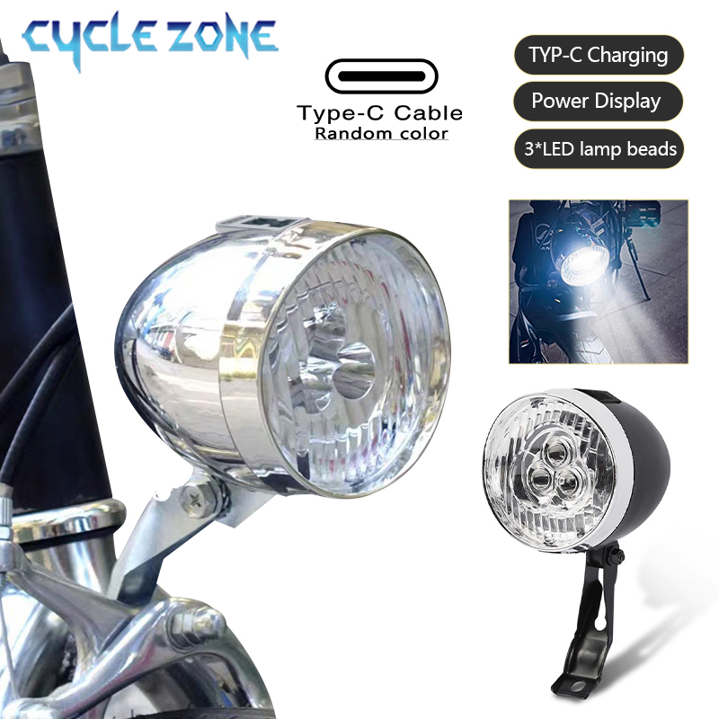 Bike Dynamo Light - Vintage przedni reflektor rowerowy 3 LED