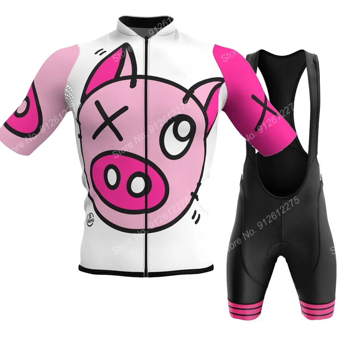 Cycling Gear Jersey - Zestaw Cartoon Comic Pig 2023 Koszulka