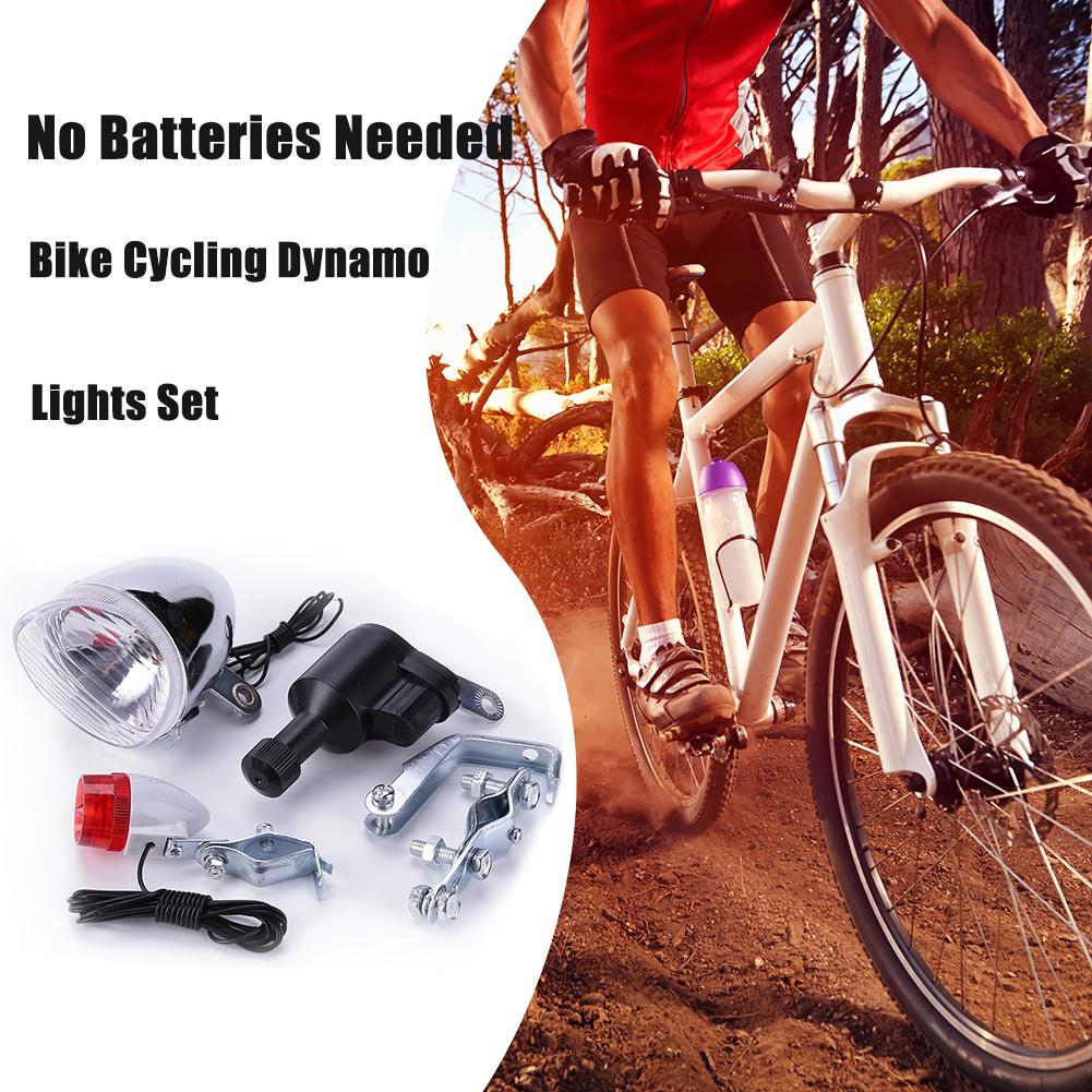 Bike Dynamo Light - Zestaw dynamo-świateł rowerowych, bezpieczny, bez baterii,